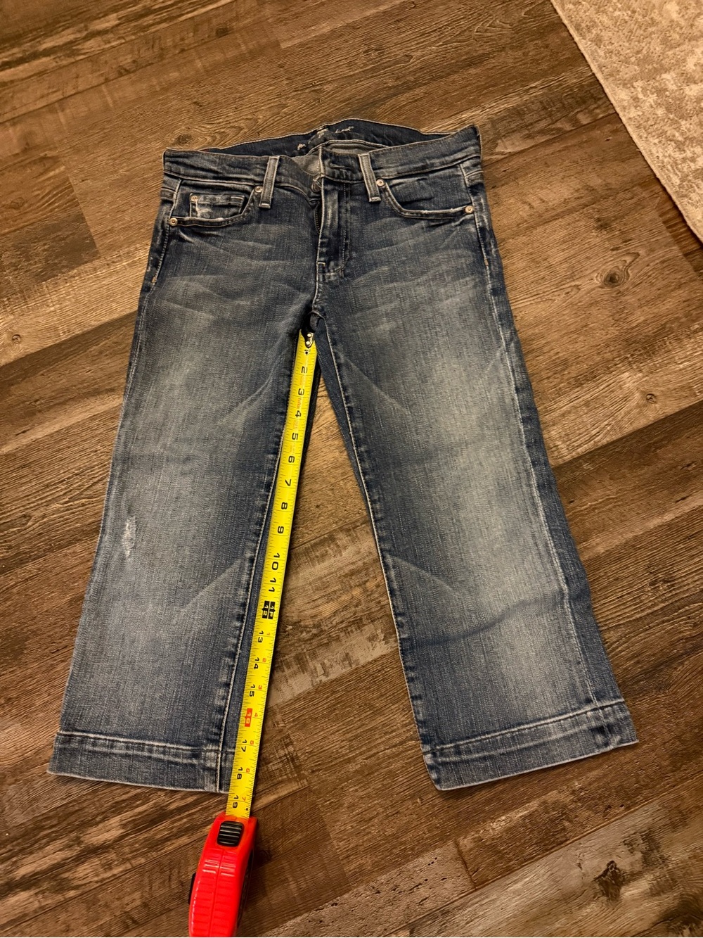 Seven for all Mankind Cropped Wide-Leg Blue Jeans